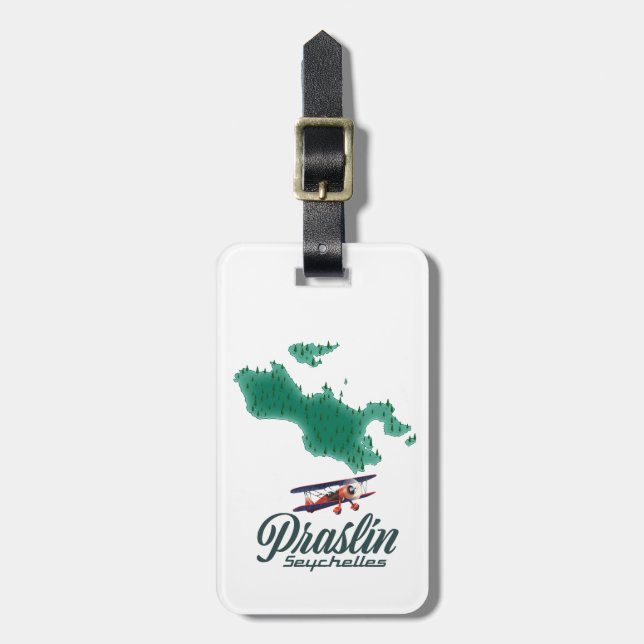 Karte Praslin Seychelles Gepäckanhänger (Vorderseite vertikal)