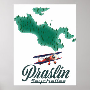 Karte Praslin Seychelles Poster