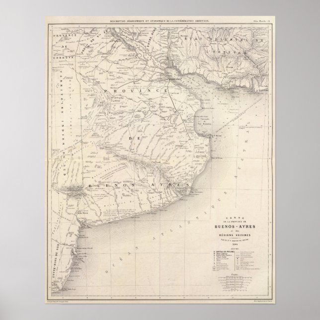 Karte, Provinz Buenos Aires, Nachbarregionen Poster (Vorne)
