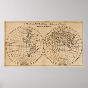 Karte Robinsons Crusoes der Welt Poster