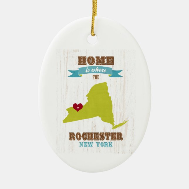 Karte Rochesters, New York - Zuhause ist wo das Keramikornament (Vorne)