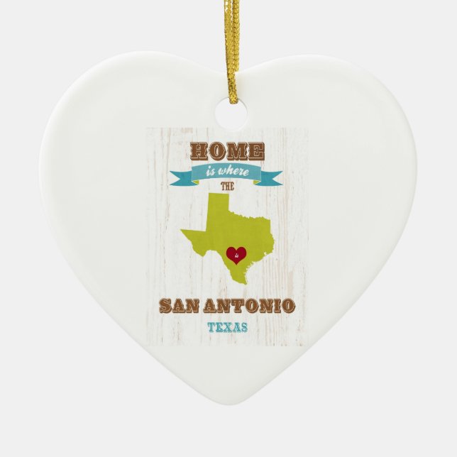 Karte San Antonio, Texas - Zuhause ist, wo das Keramik Ornament (Vorne)