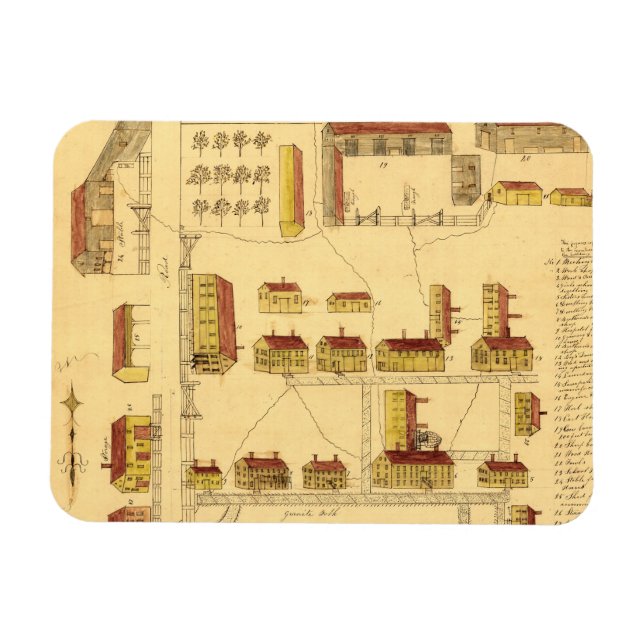 KARTE SHAKER VILLAGE, 1849 MAGNET (Horizontal)