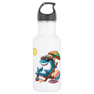 Karte shark am Strand Edelstahlflasche