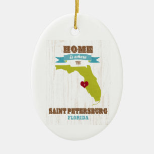 Karte St Petersburg, Florida - Zuhause ist wo Keramikornament