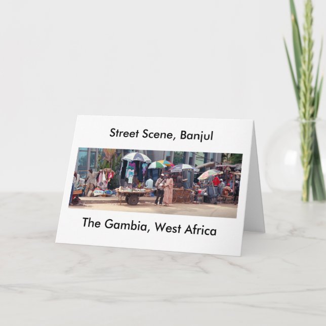 Karte, "Straßen-Szene, Banjul, Gambia, Westafrika Karte (Vorderseite)