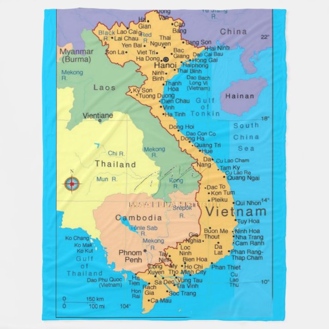 KARTE SÜDOSTASIEN FLEECEDECKE (Vorderseite)