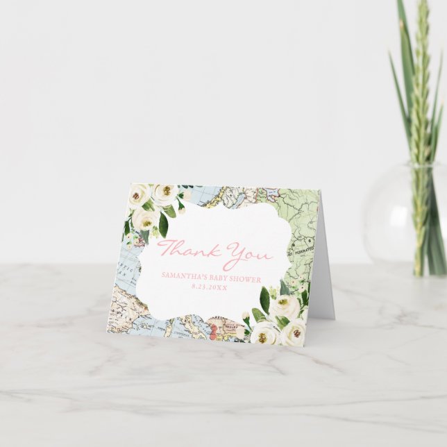 Karte Thema Pink Baby Dusche Danke Karte (Vorderseite)