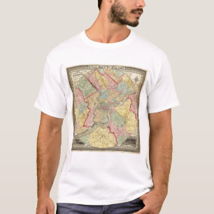 Karte um die Stadt von Philadelphia T-Shirt