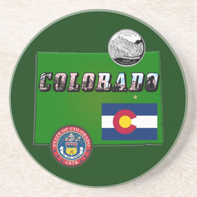 Karte und Bildtext von Colorado Untersetzer (Vorne)
