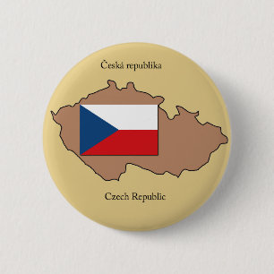 Karte und Flagge der Tschechischen Republik Button