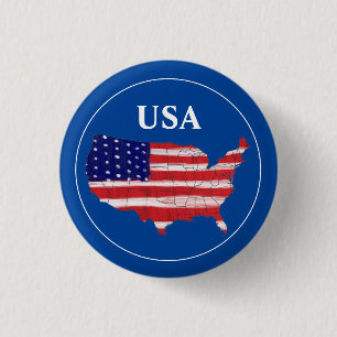 Karte und Flagge der USA Button