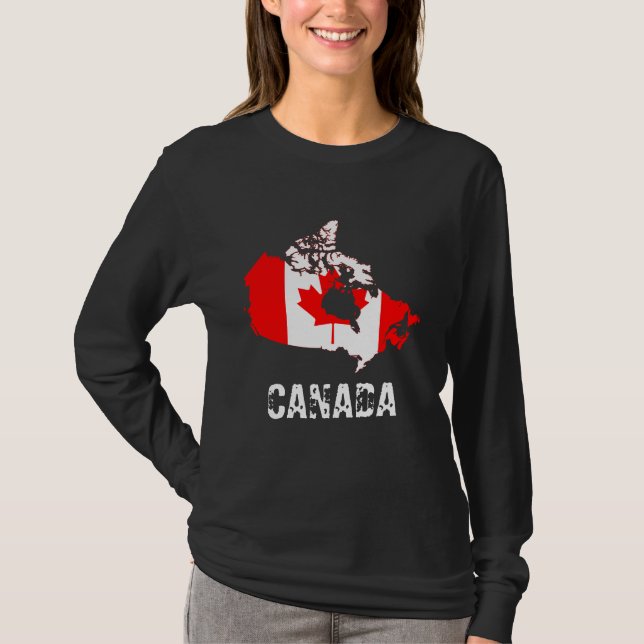 Karte und Flagge Kanadas T-Shirt (Vorderseite)