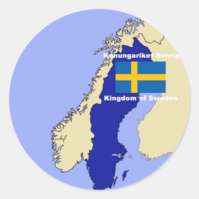 Karte und Flagge Schwedens Runder Aufkleber (Vorderseite)