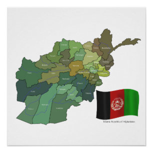 Karte und Flagge von Afghanistan Poster