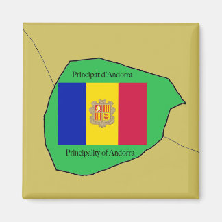 Karte und Flagge von Andorra Magnet