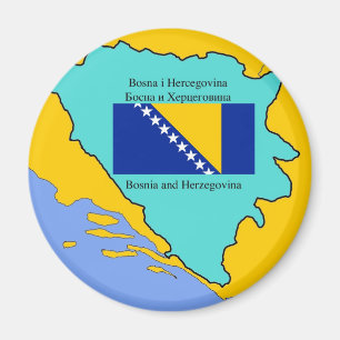 Karte und Flagge von Bosnien-Herzegowina Magnet