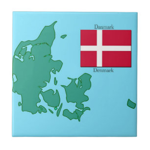 Karte und Flagge von Dänemark Fliese