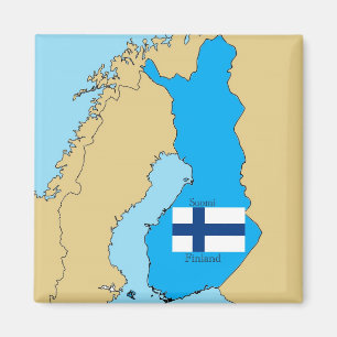 Karte und Flagge von Finnland Magnet