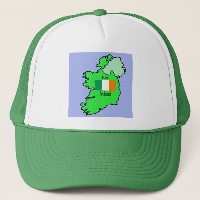 Karte und Flagge von Irland Truckerkappe (Vorderseite)