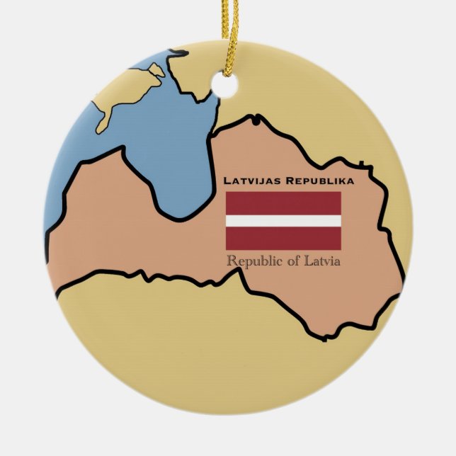 Karte und Flagge von Lettland Keramik Ornament (Vorne)