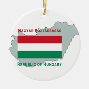 Karte und Flagge von Ungarn-Verzierung Keramik Ornament