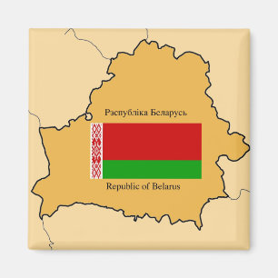 Karte und Flagge von Weißrussland Magnet