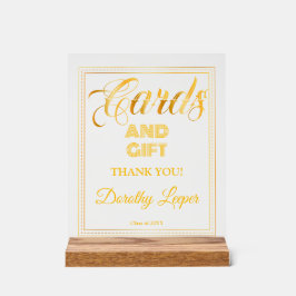 Karte und Geschenk Goldene Touch Graduierungsparty Acrylschild