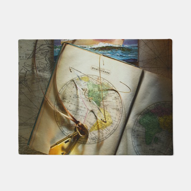 Karte und Kompass Fußmatte (Vorderseite)