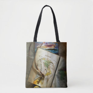 Karte und Kompass Tasche