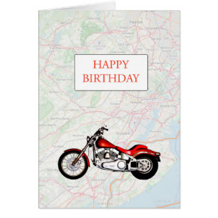 Karte und Motorrad Geburtstag