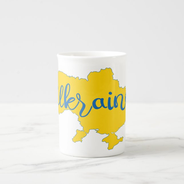 Karte und Schrift der Ukraine Prozellantasse (Vorderseite)