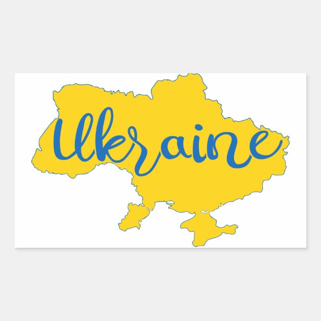 Karte und Schrift der Ukraine Rechteckiger Aufkleber (Vorderseite)