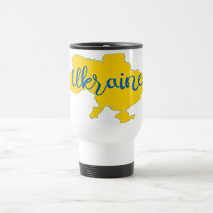 Karte und Schrift der Ukraine Reisebecher