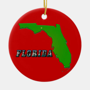 Karte und Text des Bundesstaates Florida Keramik Ornament