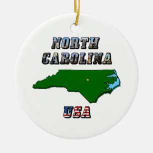Karte und Text von North Carolina Keramikornament