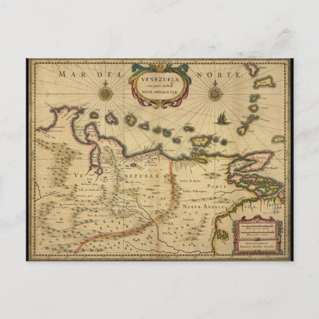 Karte Venezuelas von Hendrik Hondius (1630) (Vorderseite)