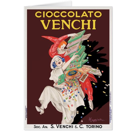Karte: Vintage Kunst - Cioccolato - Schokoladen Karte