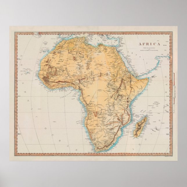 Karte Vintages Afrika (1830) Poster (Vorne)