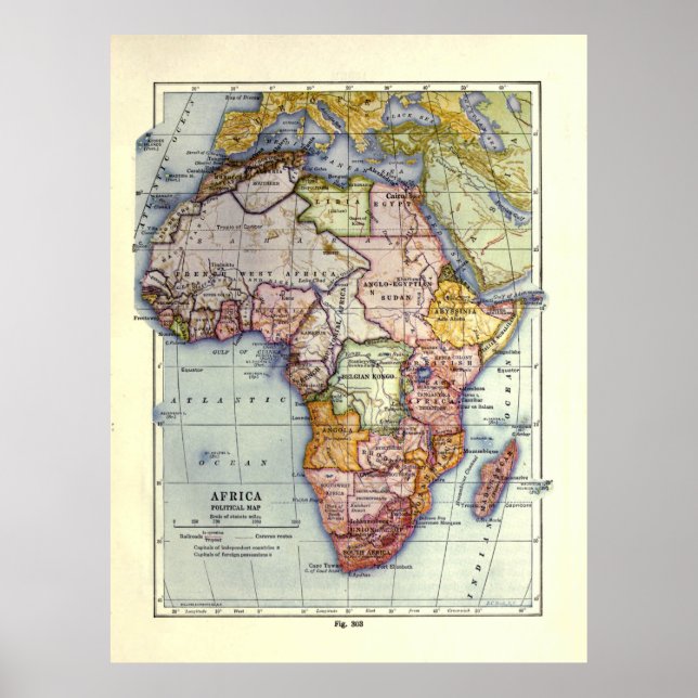 Karte Vintages Afrika (1921) Poster (Vorne)
