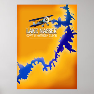 Karte vom Nassersee in Ägypten und Sudan Poster