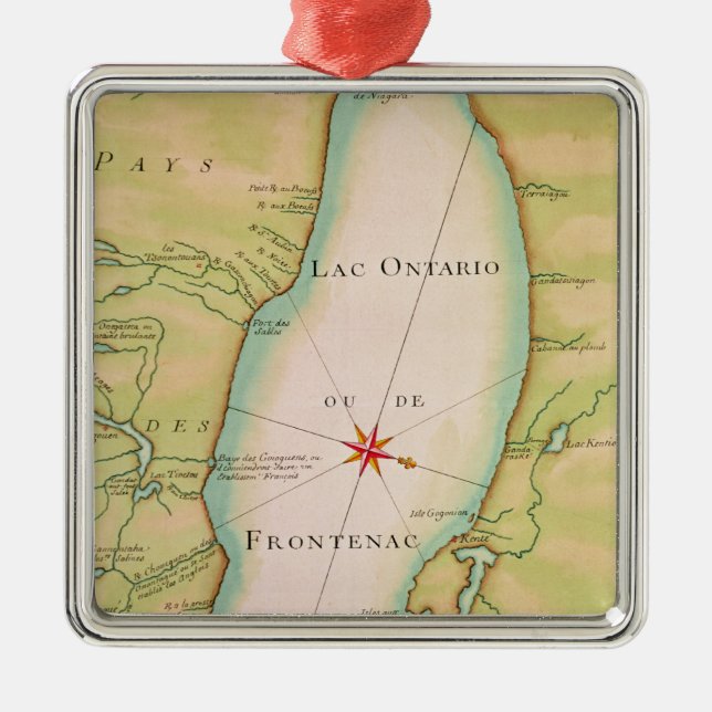 Karte vom Ontariosee Ornament Aus Metall (Vorne)