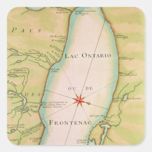 Karte vom Ontariosee Quadratischer Aufkleber