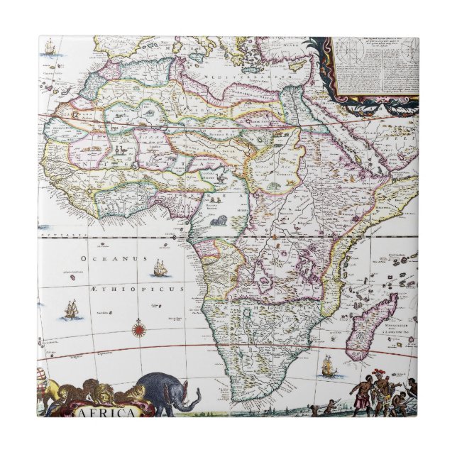 Karte von Afrika | 1696 Fliese (Vorderseite)