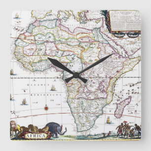 Karte von Afrika   1696 Quadratische Wanduhr