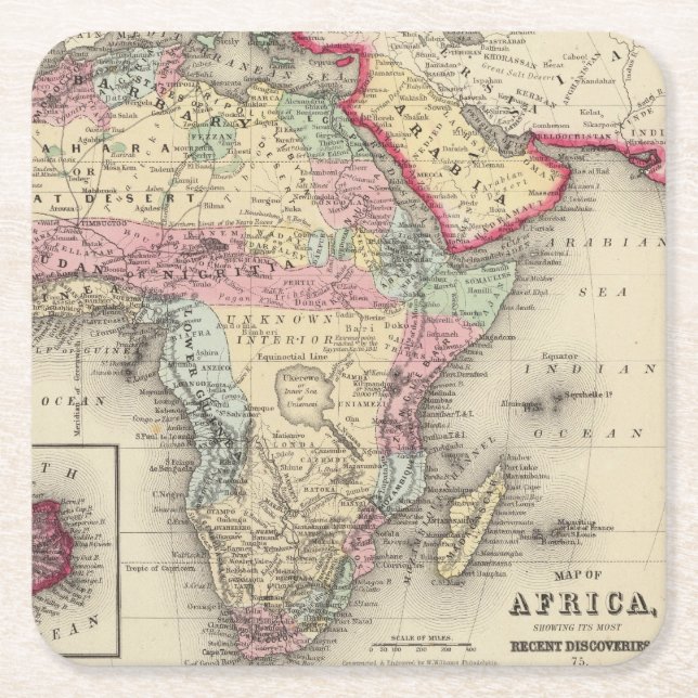 Karte von Afrika Rechteckiger Pappuntersetzer (Vorderseite)