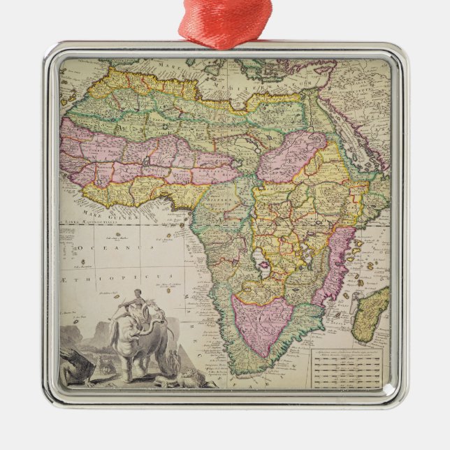 Karte von Afrika Silbernes Ornament (Vorne)