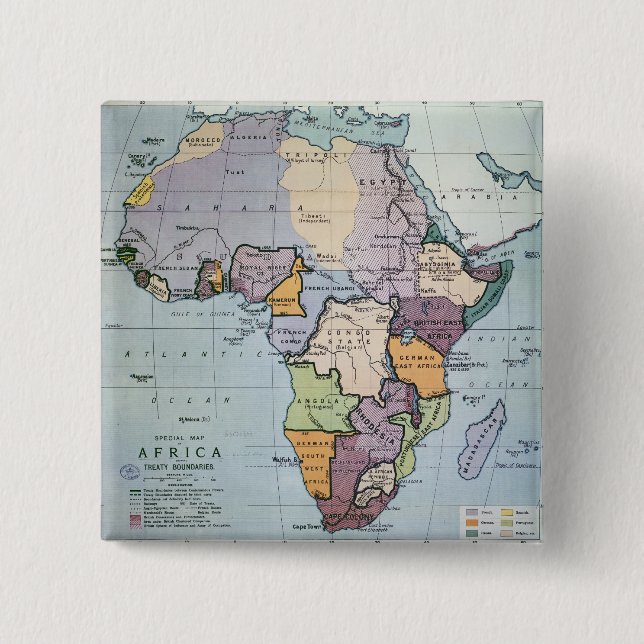 Karte von Afrika Vertrag-Grenzen, 1891 zeigend Button (Vorderseite)