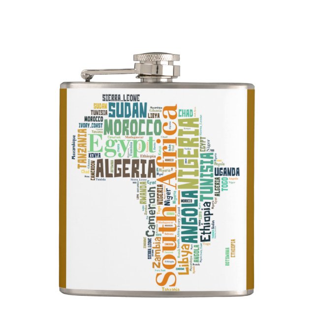 Karte von Afrika Word Art Flask Flachmann (Vorderseite)