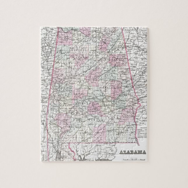 Karte von Alabama (Vertikal)